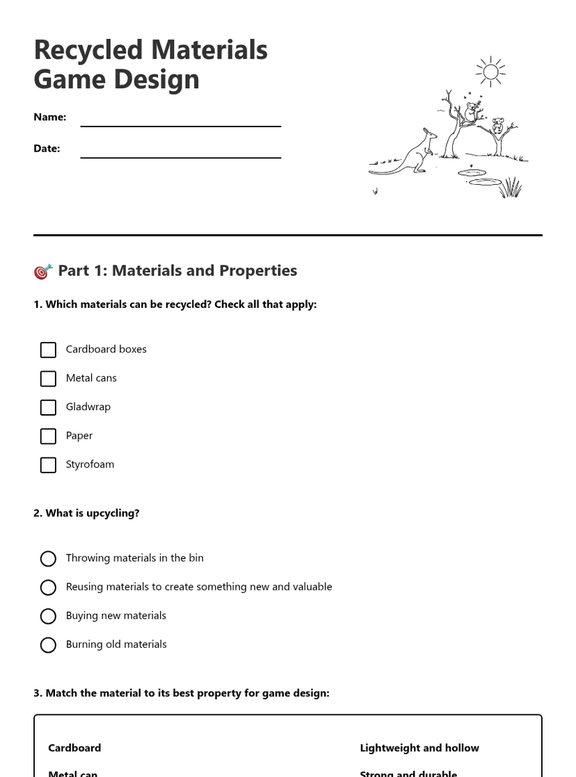 Recycled Materials Game Design