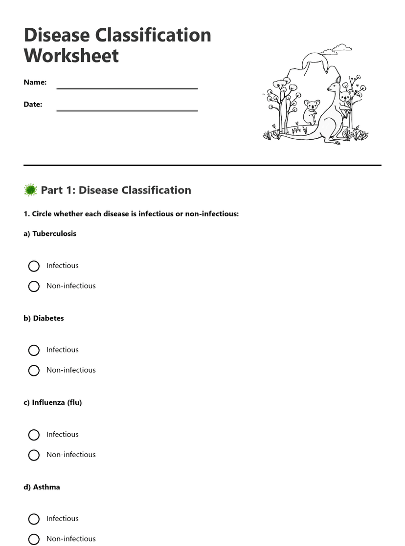Disease Classification Worksheet