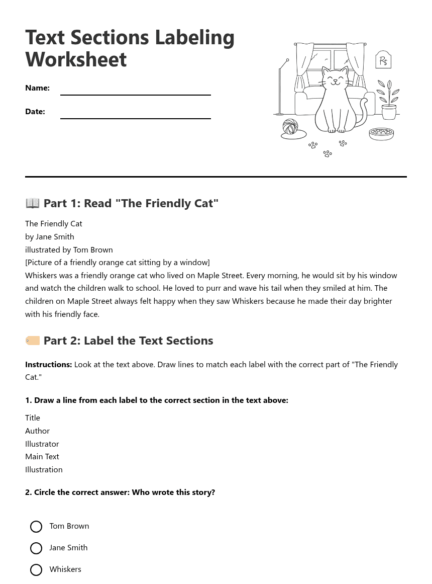 Text Sections Labeling Worksheet worksheet preview