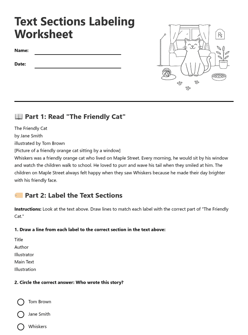 Text Sections Labeling Worksheet
