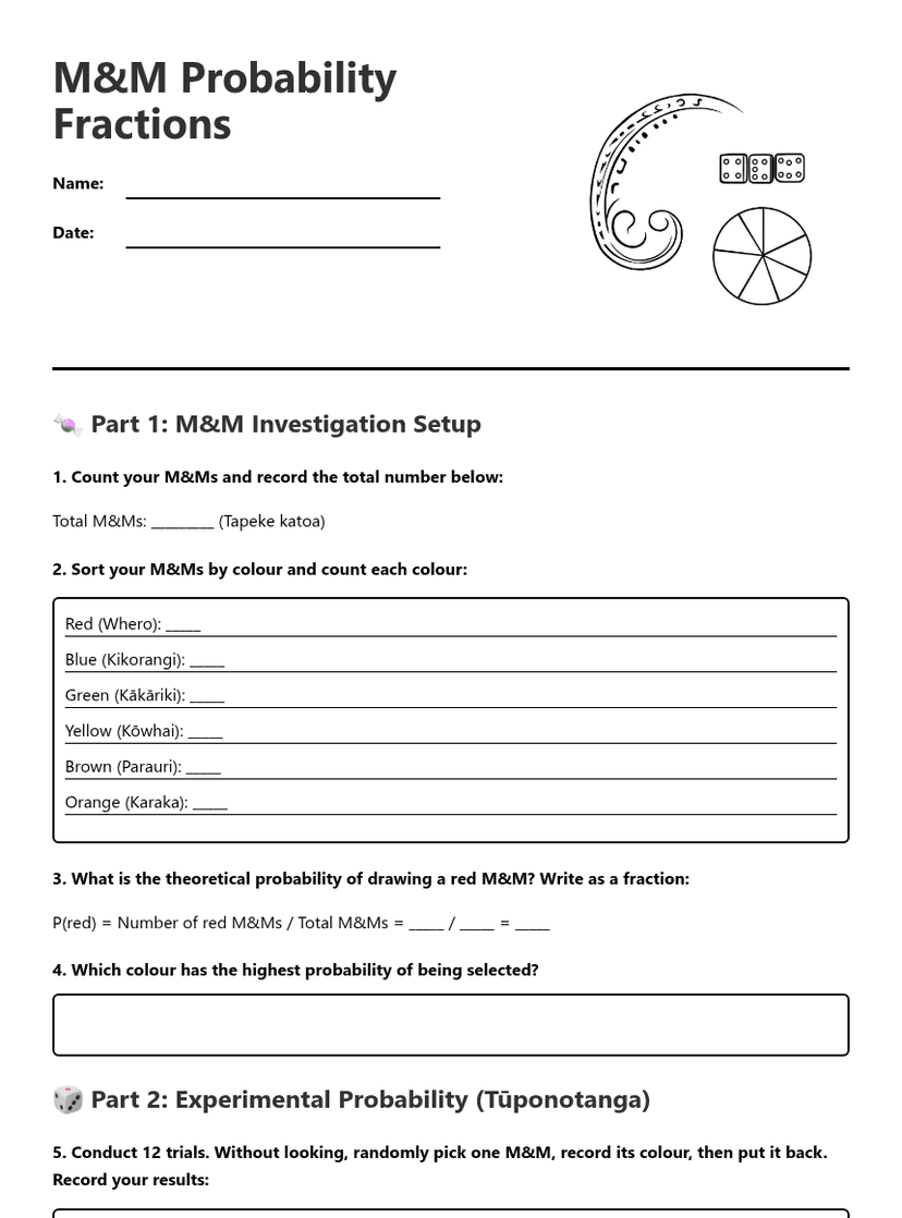 M&M Probability Fractions