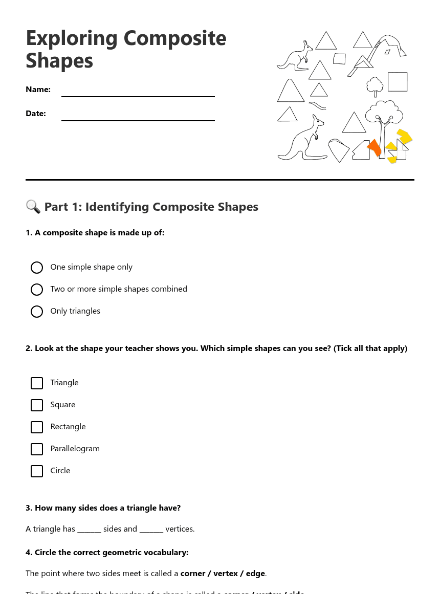 Exploring Composite Shapes worksheet preview