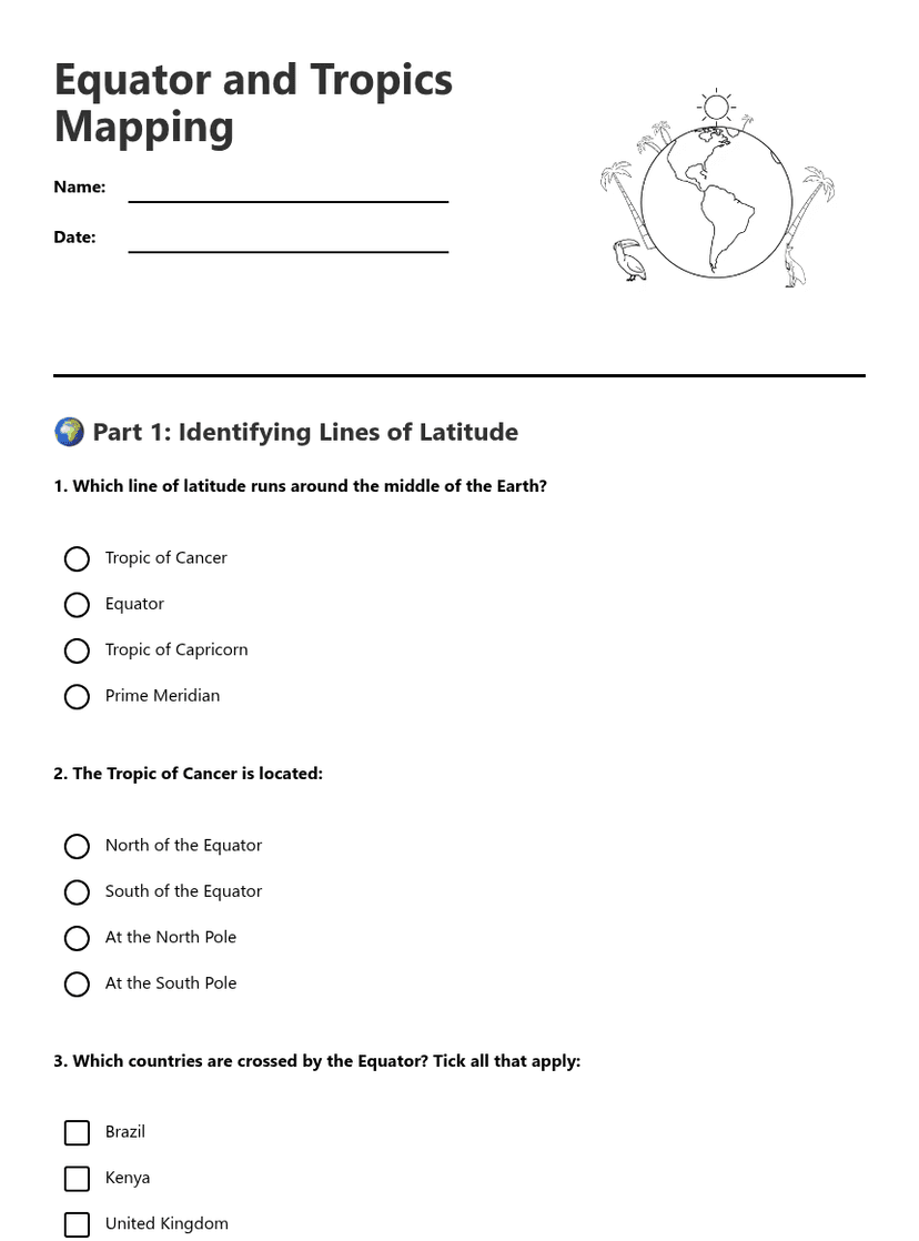 Equator and Tropics Mapping