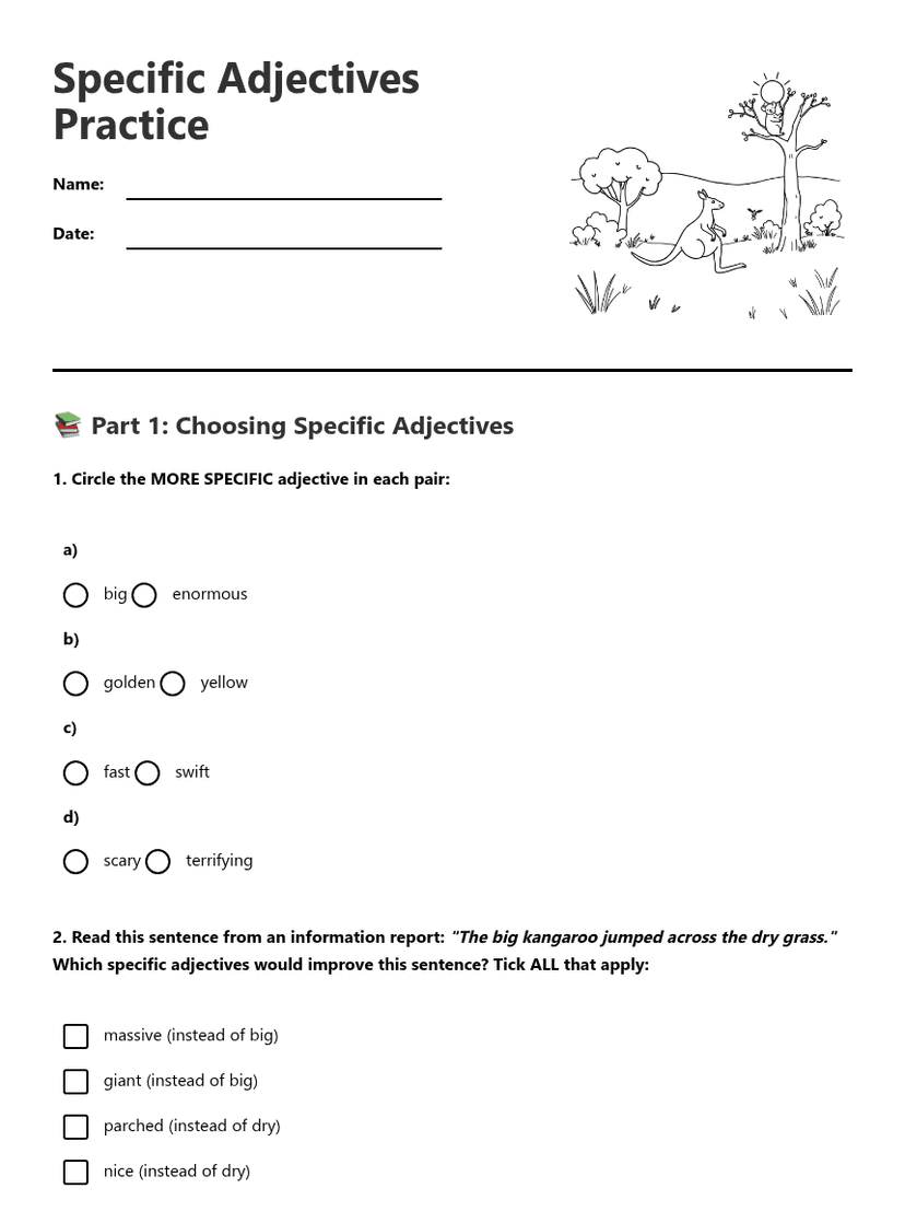 Specific Adjectives Practice