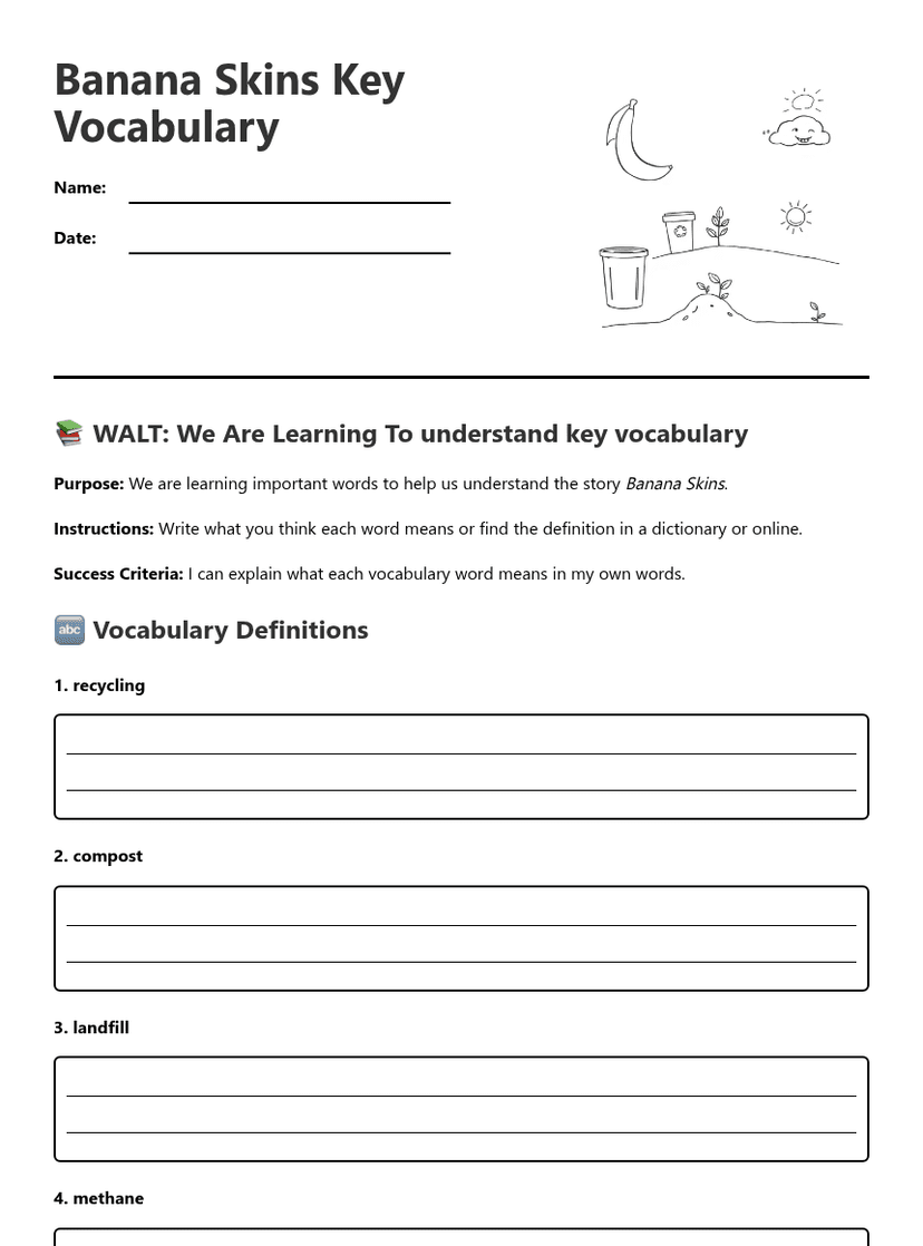 Banana Skins Key Vocabulary