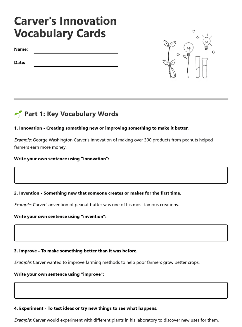 Carver's Innovation Vocabulary Cards