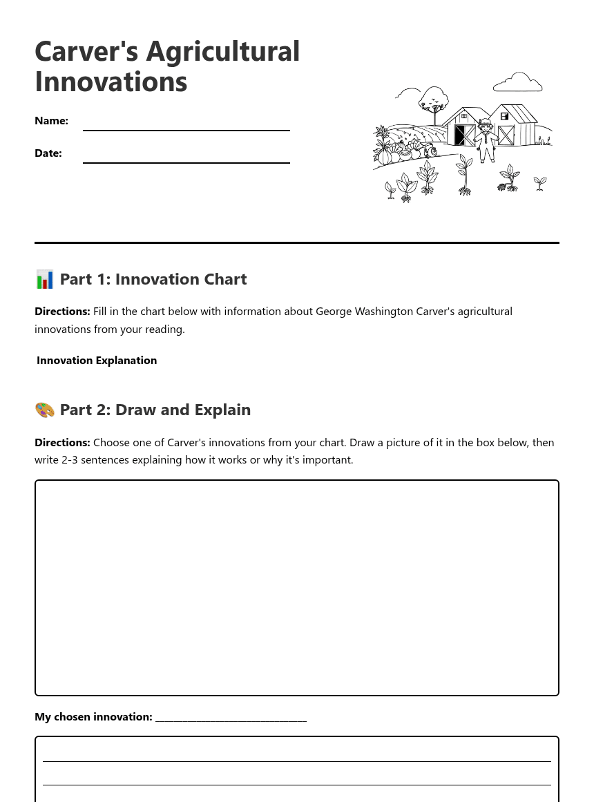Carver's Agricultural Innovations worksheet preview