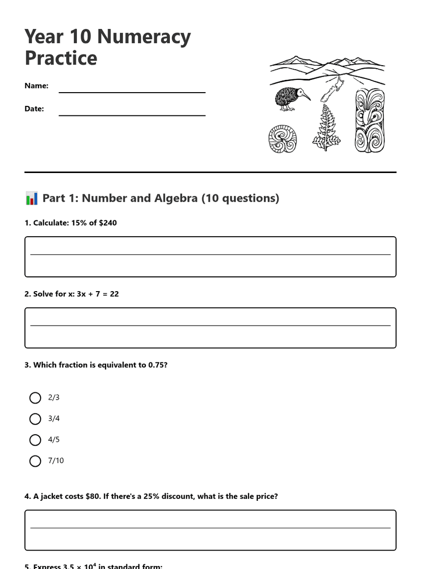 Year 10 Numeracy Practice