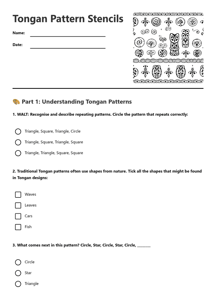Tongan Pattern Stencils