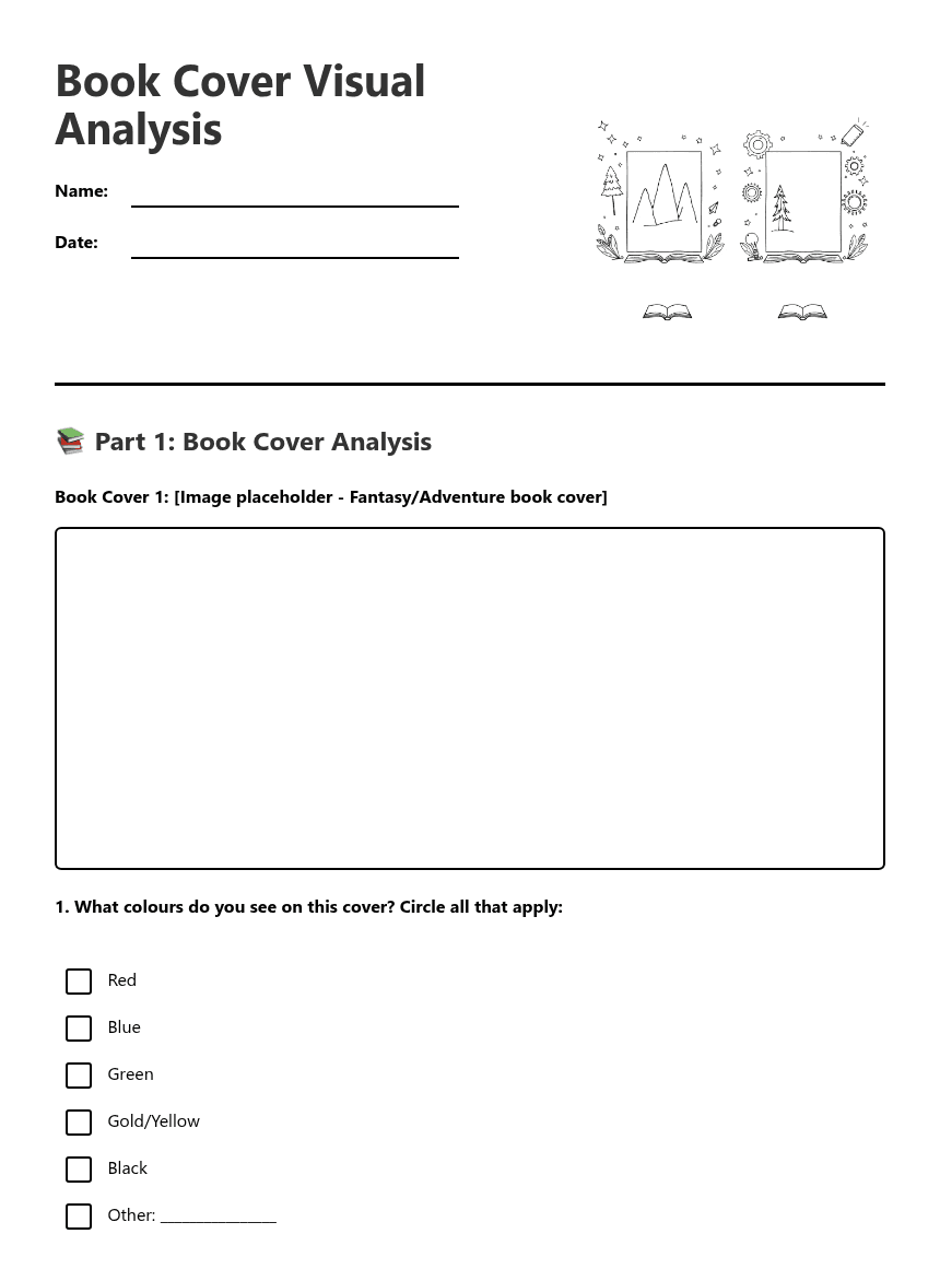 Book Cover Visual Analysis worksheet preview