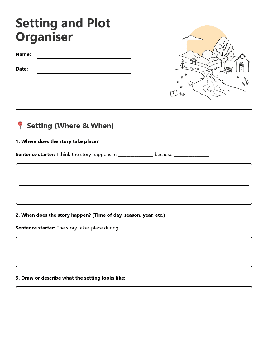 Setting and Plot Organiser worksheet preview