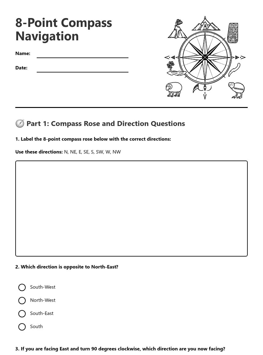8-Point Compass Navigation worksheet preview
