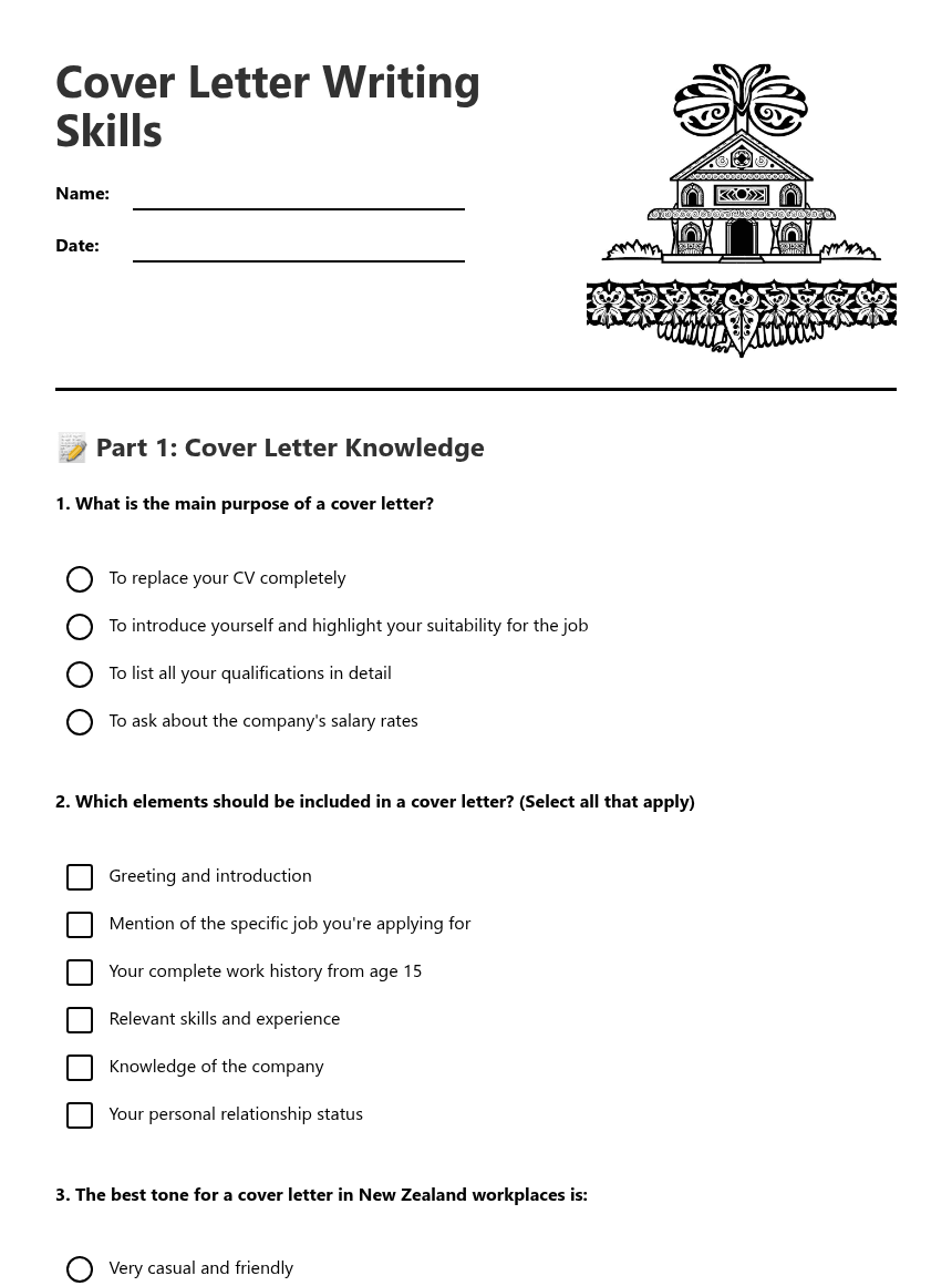 Cover Letter Writing Skills worksheet preview