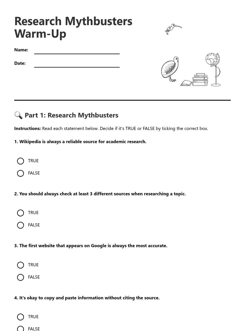 Research Mythbusters Warm-Up