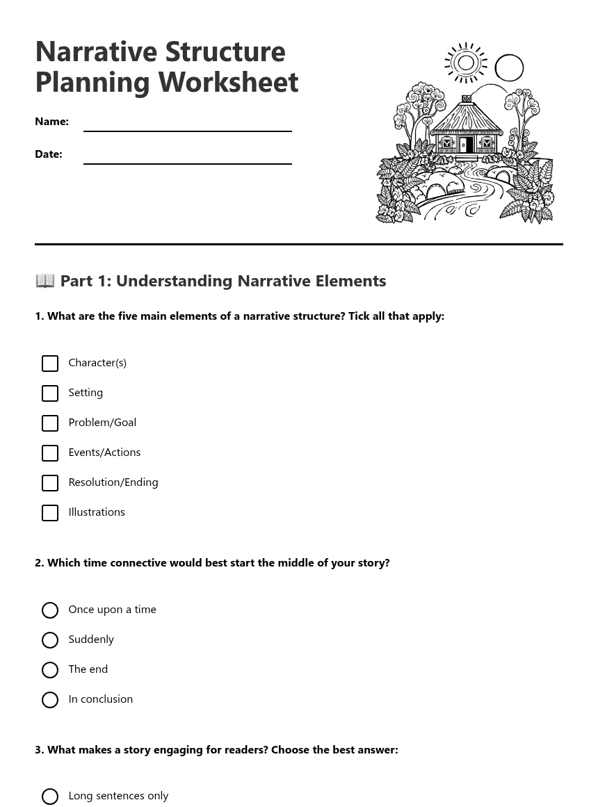 Narrative Structure Planning Worksheet worksheet preview