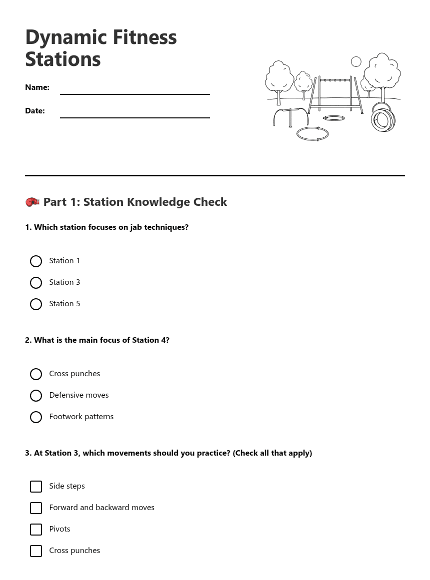 Dynamic Fitness Stations worksheet preview