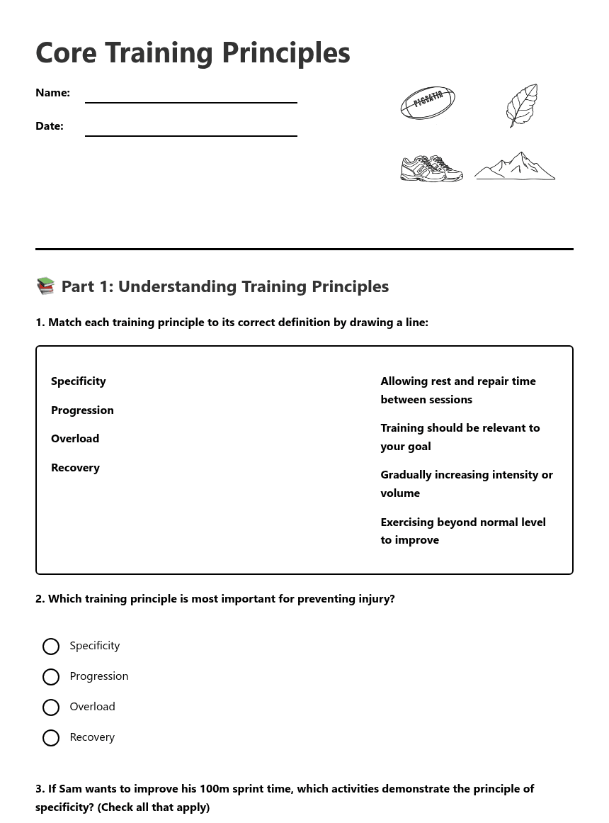Core Training Principles worksheet preview