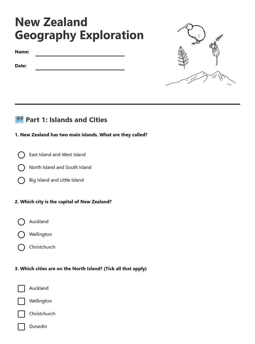 New Zealand Geography Exploration