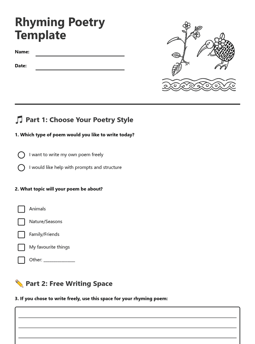 Rhyming Poetry Template