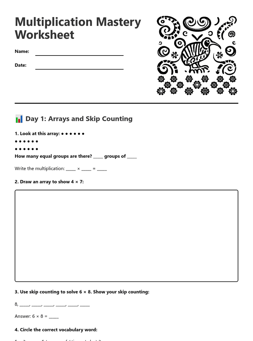 Multiplication Mastery Worksheet