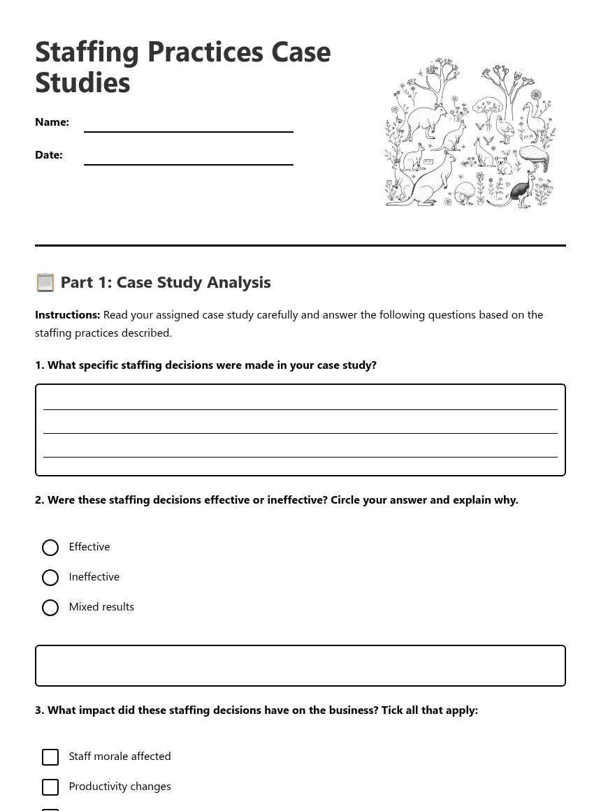 Staffing Practices Case Studies worksheet preview