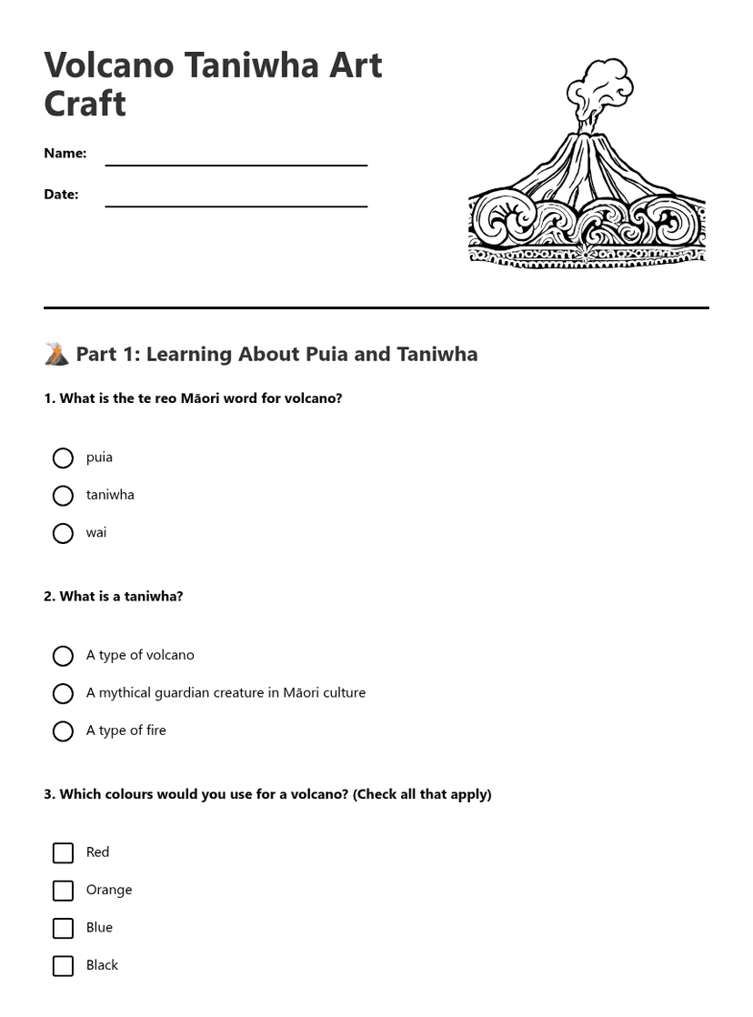 Volcano Taniwha Art Craft