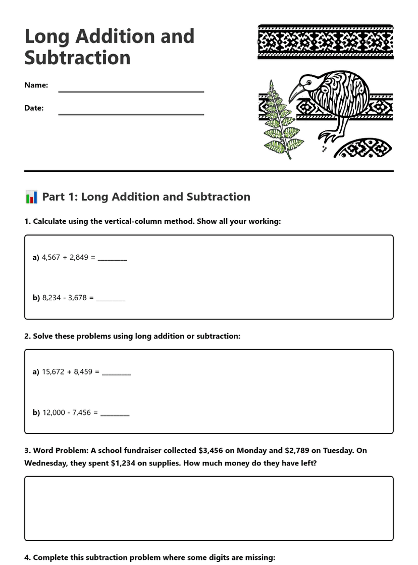 Long Addition and Subtraction