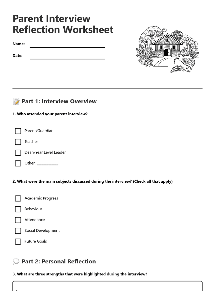 Parent Interview Reflection Worksheet