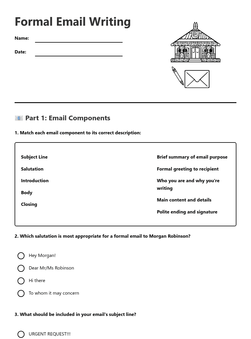 Formal Email Writing worksheet preview
