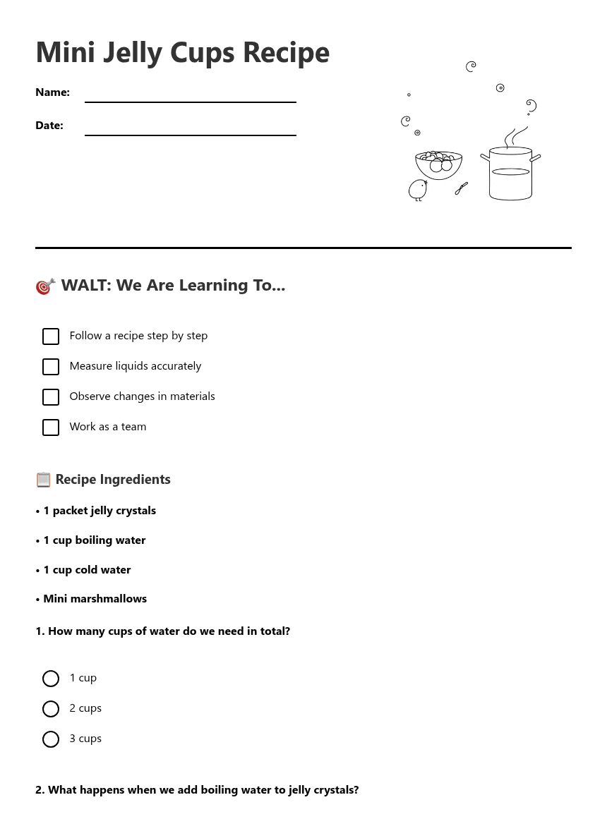 Mini Jelly Cups Recipe worksheet preview