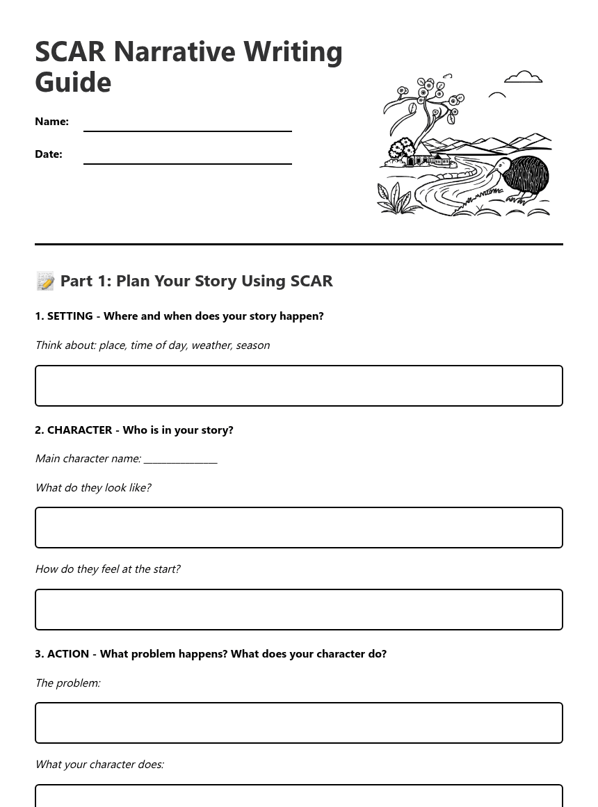 SCAR Narrative Writing Guide worksheet preview
