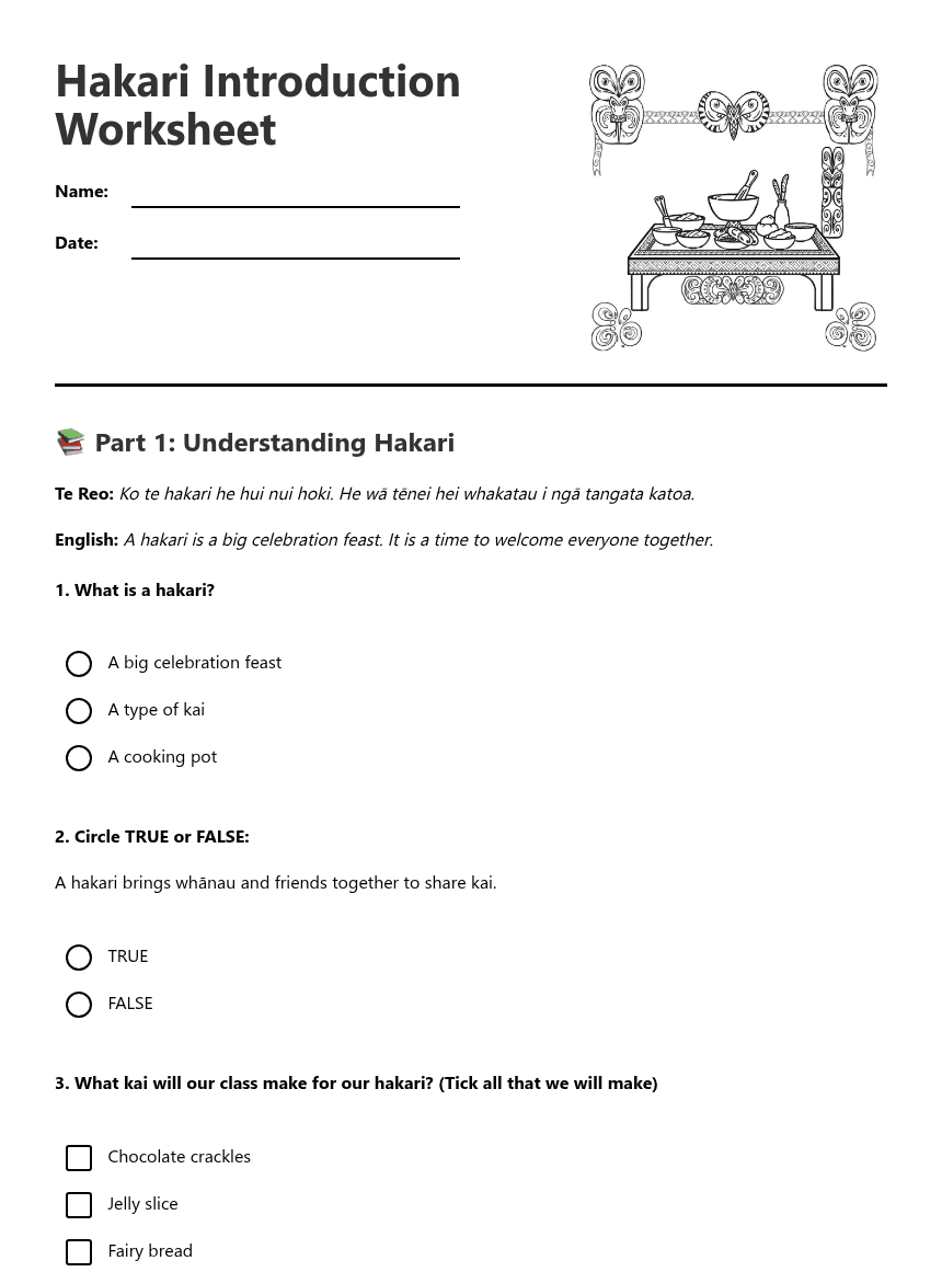 Hakari Introduction Worksheet worksheet preview