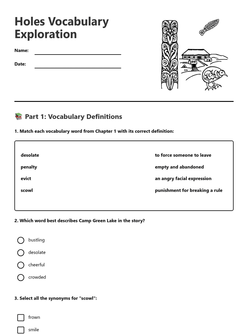Holes Vocabulary Exploration