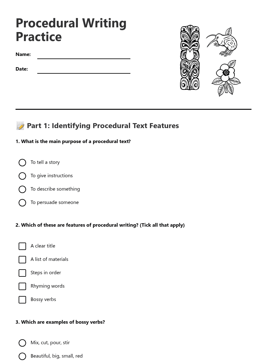 Procedural Writing Practice worksheet preview