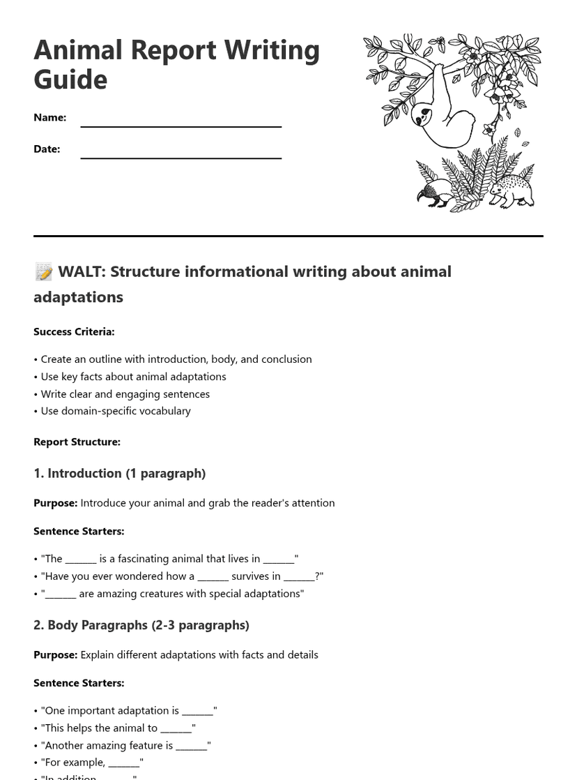 Animal Report Writing Guide