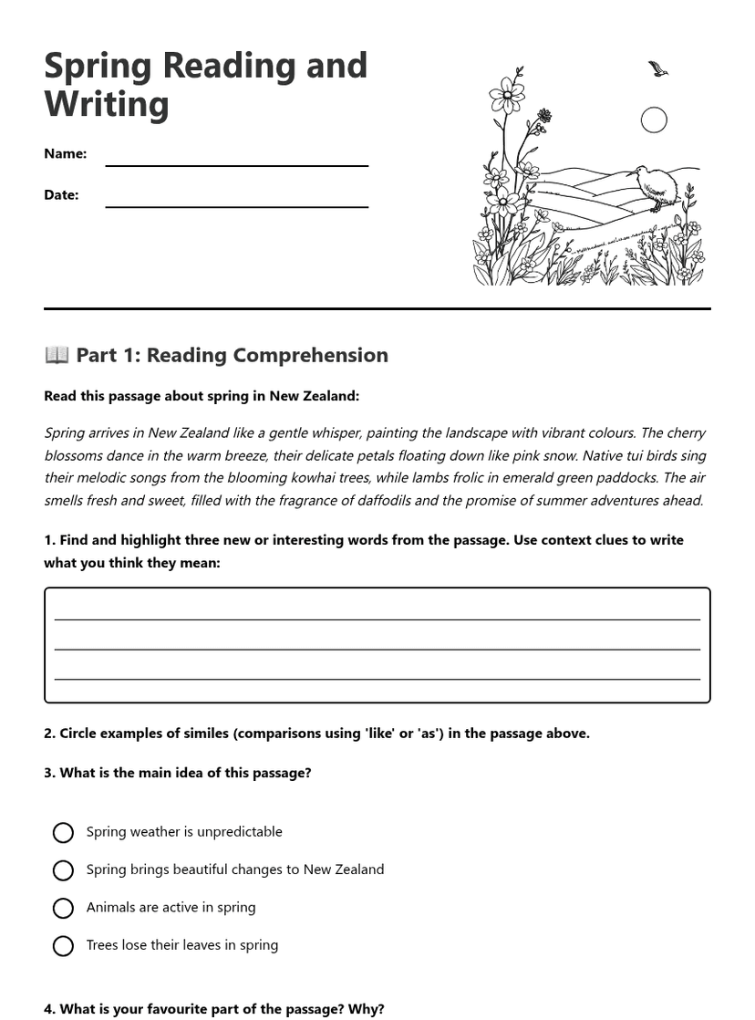 Spring Reading and Writing