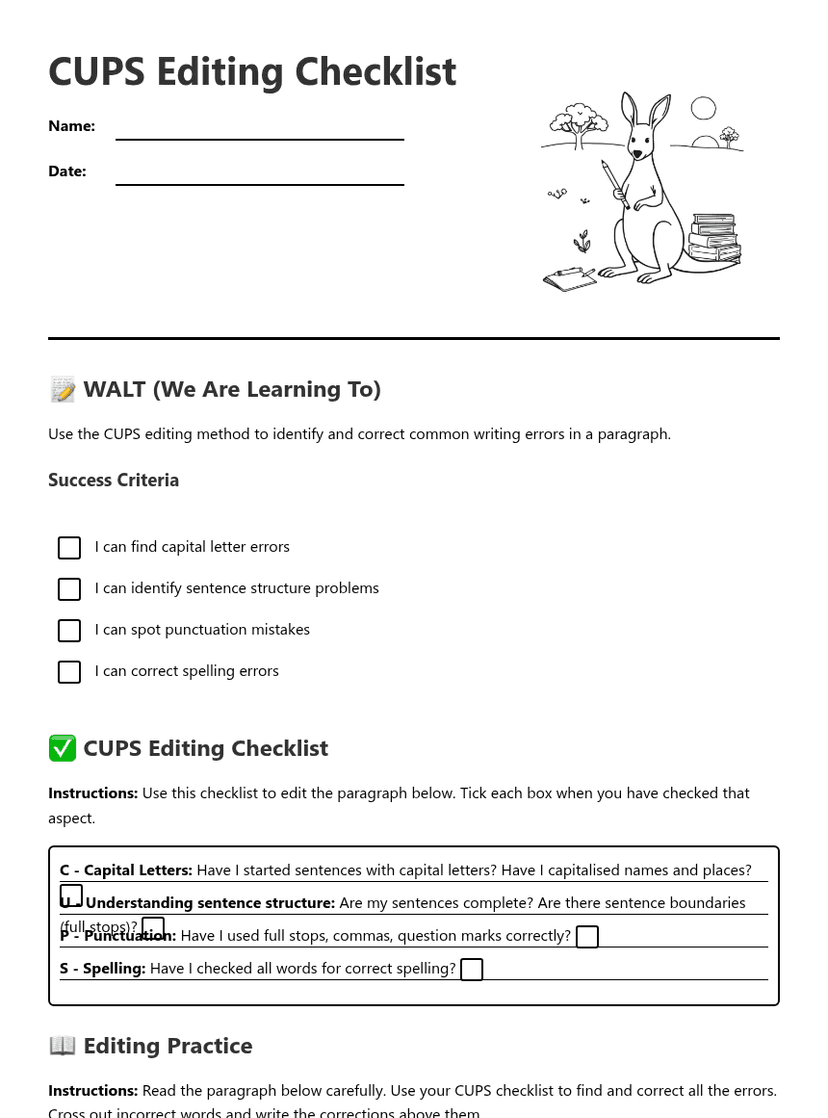 CUPS Editing Checklist