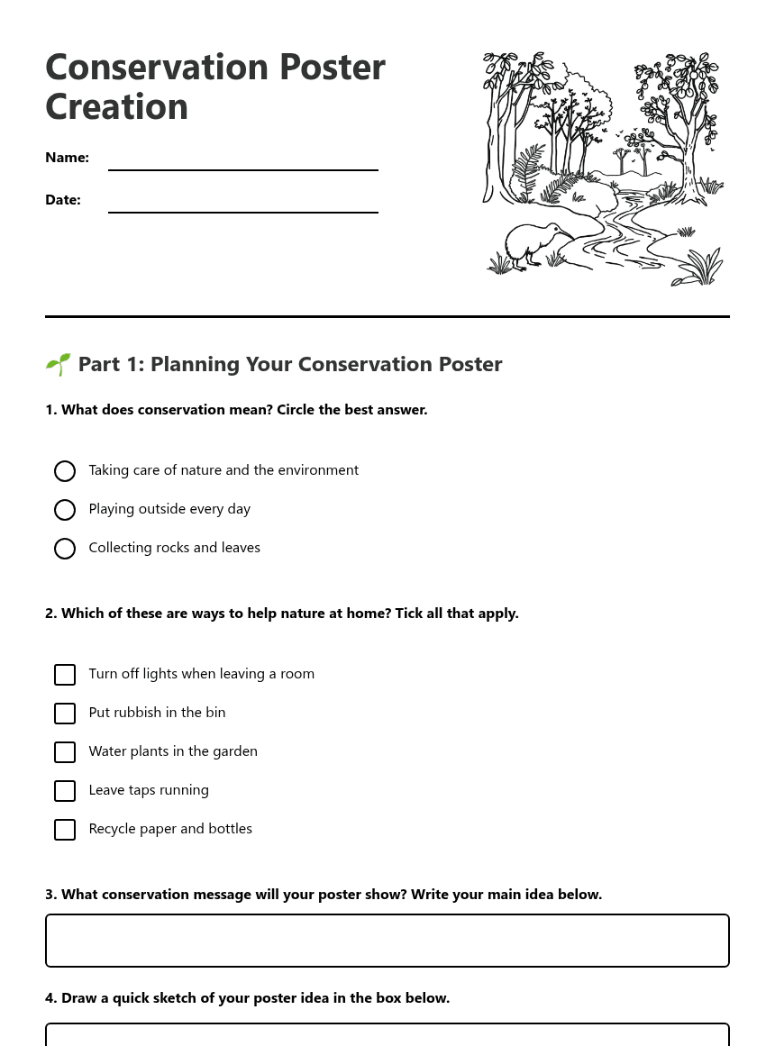 Conservation Poster Creation worksheet preview