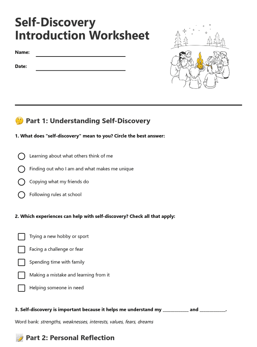 Self-Discovery Introduction Worksheet