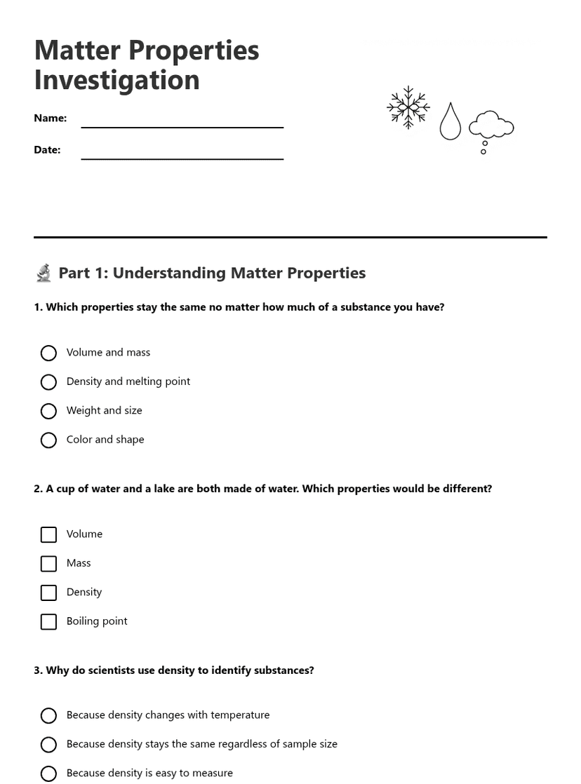 Matter Properties Investigation