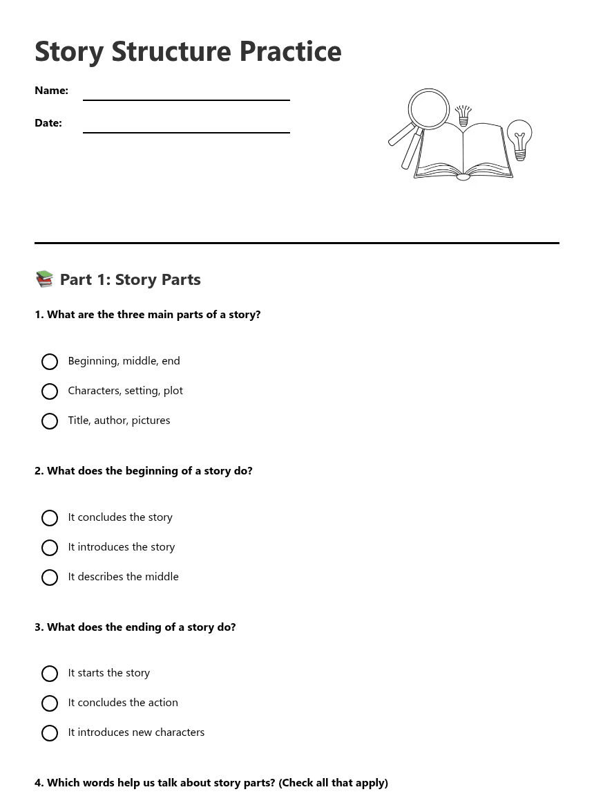 Story Structure Practice worksheet preview