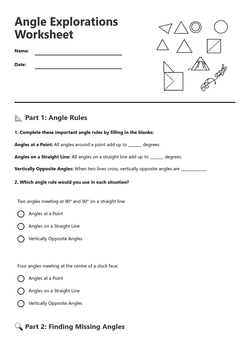 Angle Explorations Worksheet