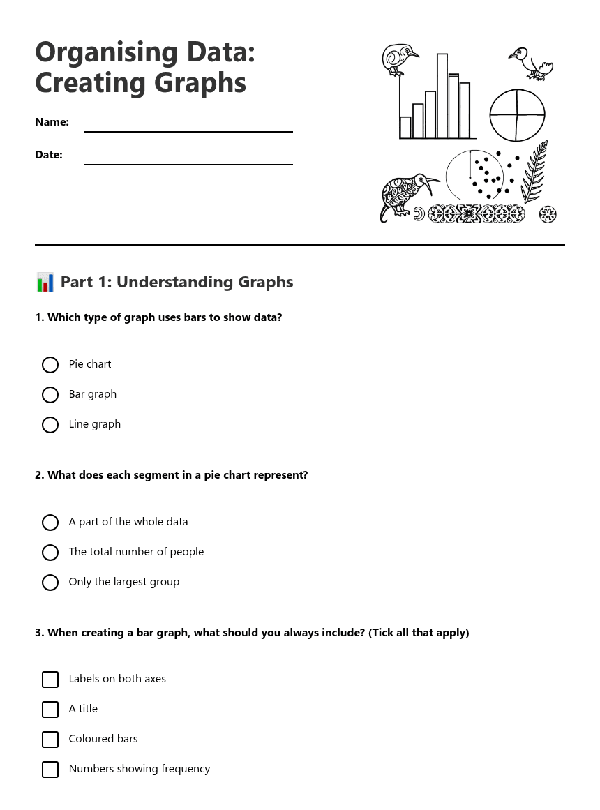 Organising Data: Creating Graphs worksheet preview