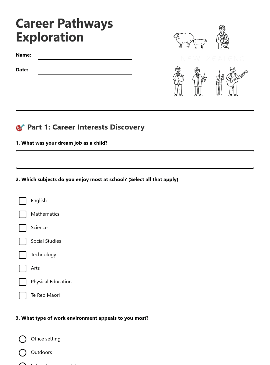 Career Pathways Exploration worksheet preview