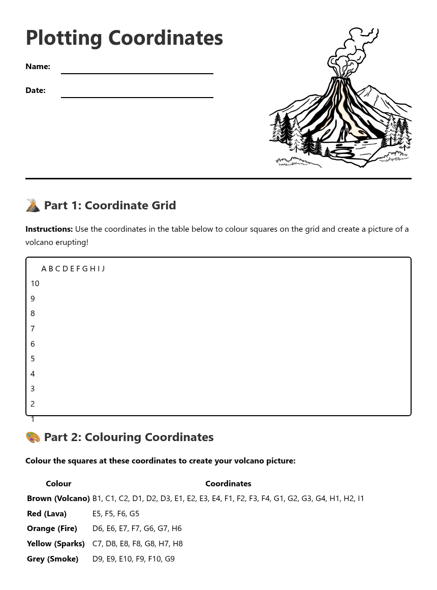 Plotting Coordinates worksheet preview