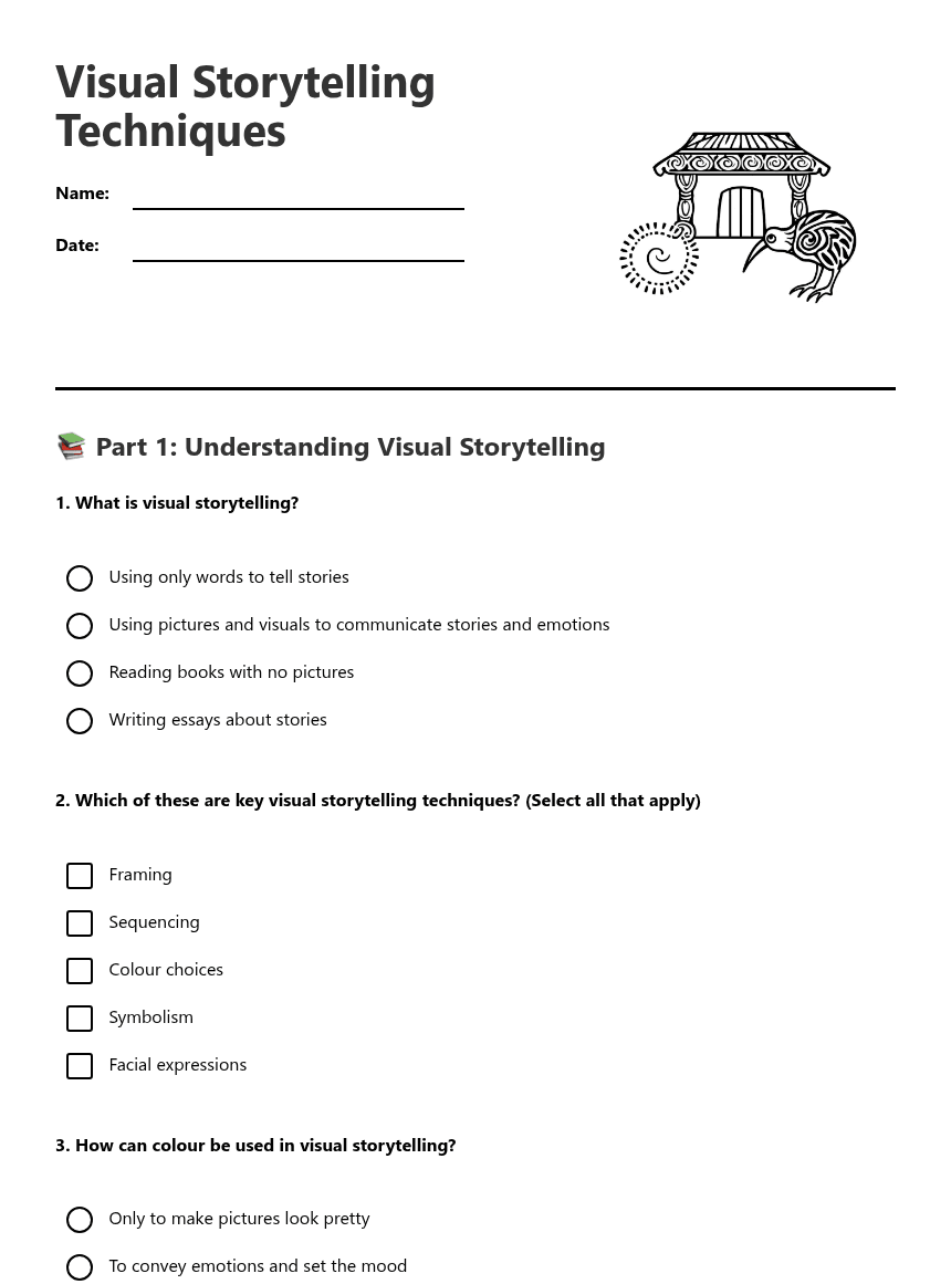 Visual Storytelling Techniques worksheet preview
