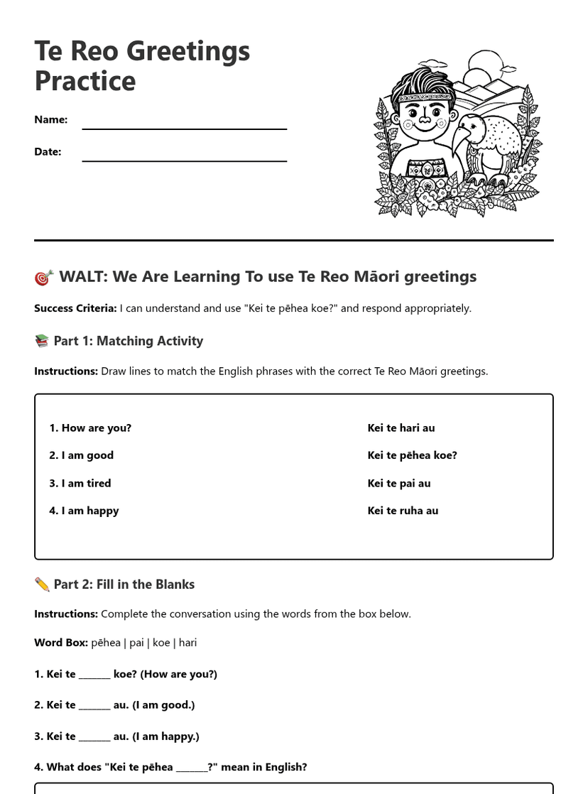Te Reo Greetings Practice