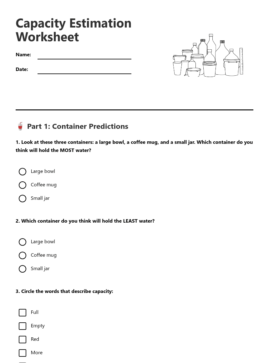 Capacity Estimation Worksheet worksheet preview