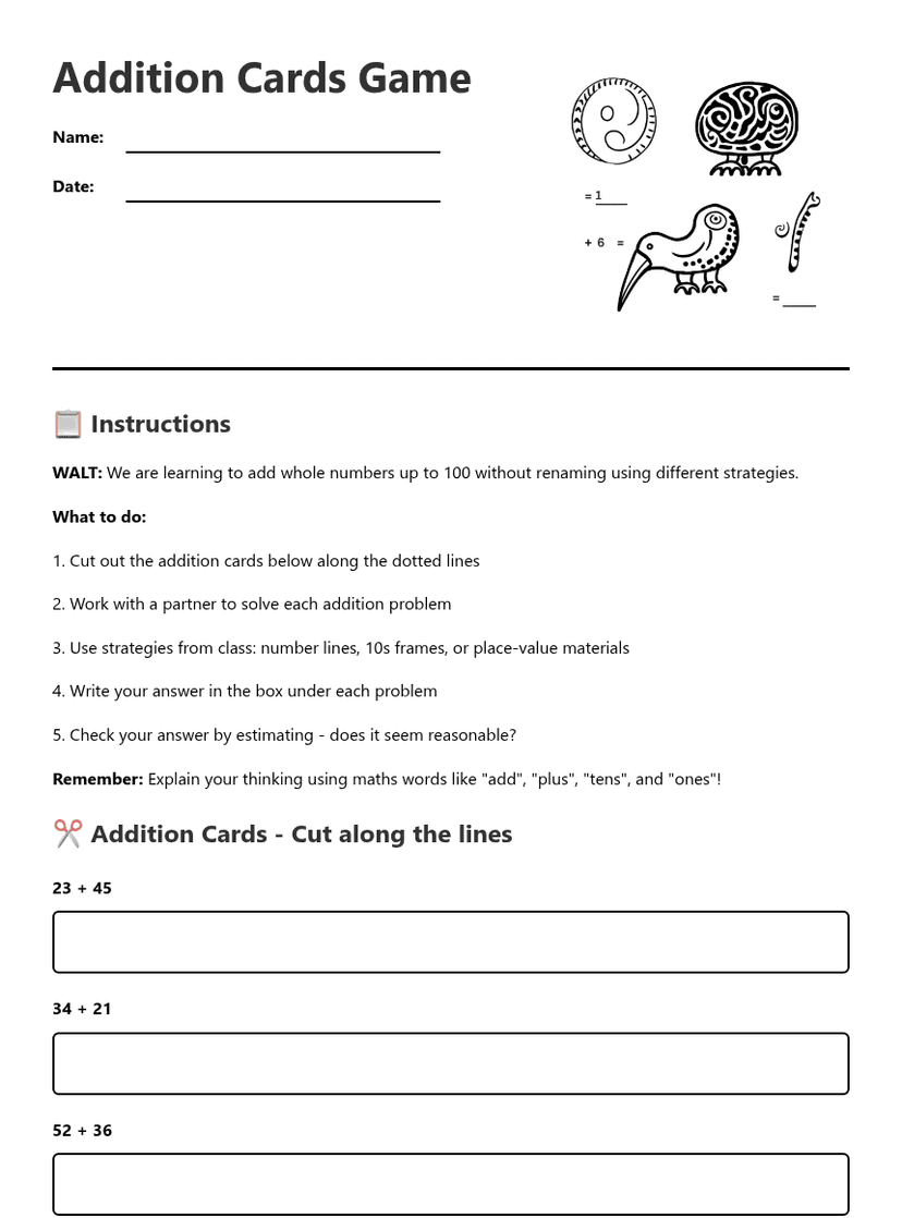 Addition Cards Game