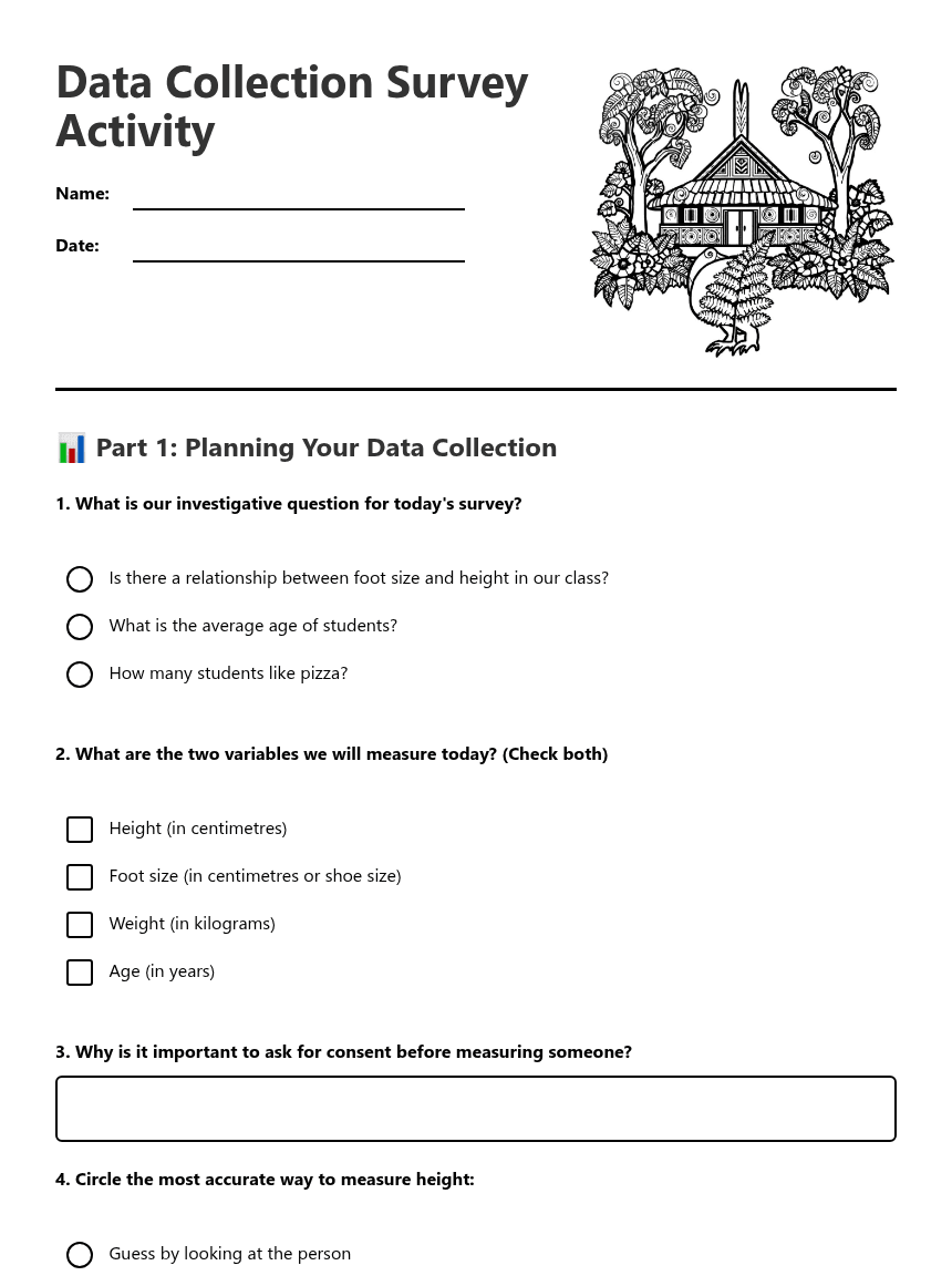 Data Collection Survey Activity worksheet preview